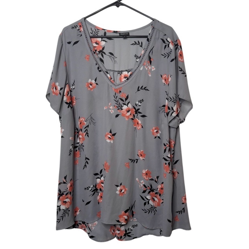Torrid Gray Floral Blouse